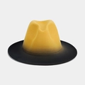 Elegant yellow and black gradient felt fedora hat with a wide brim for stylish women - M / Yellow & Black