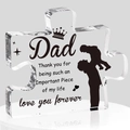 Puzzle-shaped clear acrylic plaque for Dad with touching quote and father-son silhouette - Dad Black Text Style (Q77)