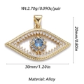Golden alloy evil eye pendant with blue and clear zircon stones for DIY necklace - Blue Evil Eye Style (CX120-5)