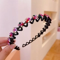 Elegant black wave headband with colorful rhinestone flower design for women - Colorful Rhinestone Plum Blossom Headband