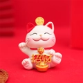 White lucky cat resin figurine with gold plaque and ingot for home decoration - 8161 Fortune