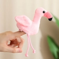 Cute pink flamingo finger puppet made of soft plush with long string legs - Flamingo
