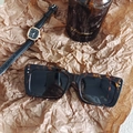 Rectangle tortoise shell sunglasses with dark lenses and vintage aesthetic styling - Tortoiseshell 13