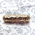 Lava style golden irregular hammered metal hair clip with a cylinder geometric design - Linear Hair Clip (7.5*1.5*2cm) / Gold