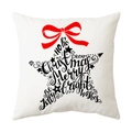 White Christmas pillow cover with black text star print and festive red bow detail - Style 29 / 18x18 Inch