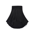 Women's black asymmetrical skirt with ruched high waist and irregular high-low hem design - S / Black