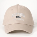 Adjustable beige cotton baseball cap with white California embroidery on white background - Adjustable / Light Khaki
