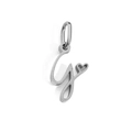 Polished silver stainless steel cursive letter G pendant with a hollow heart detail - Letter G / Silver