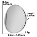 Detailed macro view of 1.5cm mirror-polished oval stud earring with 0.11cm pin measurements - D116-Silver Oval