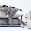 Absorbent grey checked cotton pillow towel with premium woven texture and soft feel - Regular/1 Piece / Cross Grid Grey