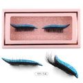 Dramatic long false eyelashes with bright blue glitter eyeliner stickers in model YY-14 - Blue Glitter (YY-14)