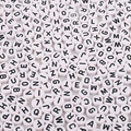 White 4x7mm acrylic alphabet beads with black letters for DIY bracelet jewelry making - 100 Pcs/Pack / White & Black Letters
