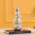 Mini-beflockte Zeder mit warmen LED-Lichtern und Holzsockel für nordische Weihnachtsdeko - 25cm (Ohne Licht)