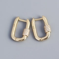 Orecchini a U in argento S925 dorato con zirconi incastonati e marchio 925 - Color Oro Giallo (Coppia)
