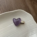 Detailed view of a purple jelly heart hair clip on a minimalist gold metal duckbill clamp - Jelly Heart Hair Clip-Purple