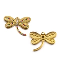 Golden dragonfly charm with colorful rhinestones for DIY jewelry making and earrings - Dragonfly Style 6 / 22x30mm / Colorful