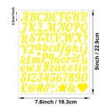 Autocollants de 1 pouce en vinyle jaune avec lettres et chiffres pour loisirs créatifs - Écriture Manuscrite Jaune (P220)