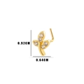 L-shaped gold nose stud with sparkling leaf design and five clear zircon stones - 5# Leaf Style / Gold Yellow