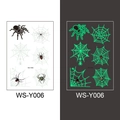 Luminous spider and web temporary tattoo showing normal light and green glow effect - Spider Web Style (WS-Y006)