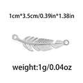 Pendentif plume en acier inoxydable 304 argenté mesurant 1cm sur 3,5cm - Plume d'argent