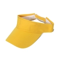 Detailed close-up of yellow polyester sun visor hat showing stitch texture and inner label - 58cm / Yellow