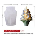 Calla lily Christmas tree silicone candle mold with finished layered teal wax model - Calla Lily Christmas Tree GJ-088