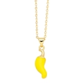 Collier minimaliste en chaîne dorée avec un pendentif piment en émail jaune vif - Jaune