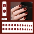 Set van 24 glanzende donkerrode vierkante kunstnagels voor een feestelijke manicure - Jujuberood Vierkant (CF025)