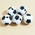 Five black and white acrylic football soccer beads for DIY bracelet jewelry making - 20mm Football White Background Black Block