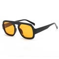 Gafas de sol tipo piloto retro con montura negra y lentes naranjas transparentes - Montura Negra Lentes Naranjas
