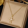 Gold - Oval Center Zirconia Cross (0387)