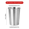 Industrial 304 stainless steel cup 260ml variant with brushed metal finish - 304 Single Layer Cup 260ml (Silver)