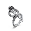 Anillo de serpiente cobra vintage en acero inoxidable con escamas y acabado oxidado - Talla 8 / Color Acero