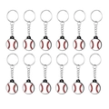 Set di 12 portachiavi da baseball bianchi classici con cuciture rosse e anello in metallo - Baseball