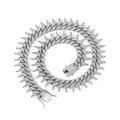 Dettaglio catena cubana 20mm argento con punte e chiusura a cassetta con strass lucidi - 18cm / Argento