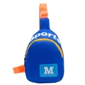 Sac bandoulière sport bleu pour enfant avec sangle orange et logo Sports blanc - Bleu