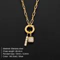 Collana in acciaio inossidabile placcato oro 14K con barra di perle e ciondolo di cristallo - Lettera I