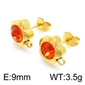 Golden flower titanium steel earrings with orange zircon and pendant loop detail - Gold Base Orange Rhinestone Style (KLJ4036-Z)