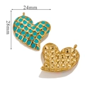 Detail view of heart-shaped leopard enamel charms showing dimensions 24mm by 28mm - Grid-Blue