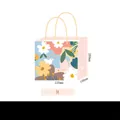 Pink floral gift bag with white dove illustration and yellow handle size M - M Pink Floral Collection / M Size (22x20x10cm)