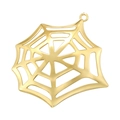 Detailed close-up of a golden hollow spider web pendant with smooth metallic texture - Spider Web / Gold