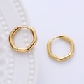 Elegant 18K gold-plated irregular round hoop earrings with polished geometric finish - Gold-Style C Hexagon 17mm