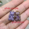 Ciondoli a forma di orso micro-pave con zirconi viola in oro e argento - Oro Zirconia Viola