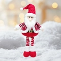 Plüsch-Weihnachtsmann-Figur mit Teleskopbeinen in kariertem Mantel für Weihnachtsdeko - Weihnachtsmann / Ausziehbar 61cm