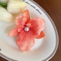 Pince à cheveux élégante en tissu pivoine orange avec perle pour un style floral chic - 29# Cymbidium Orange
