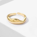 Minimalist golden open adjustable ring with irregular wave design and polished finish - Adjustable Open / Gold