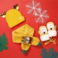 Toddler yellow reindeer knitted hat with matching scarf and gloves set for Christmas - Hat Scarf And Gloves Set - Yellow (No Gift Box)