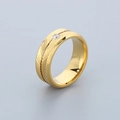 18K gold plated stainless steel feather wave ring featuring a central sparkling zircon - US 8 / Gold
