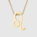 Collier en acier inoxydable 316L plaqué or 18K avec pendentif symbole du zodiaque Lion - Lion / Or