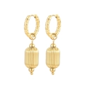 French vintage style golden C-shaped hoop earrings with twisted rope and lantern pendants - Style E Lantern Pendant Hoop (KE108965-KFC)